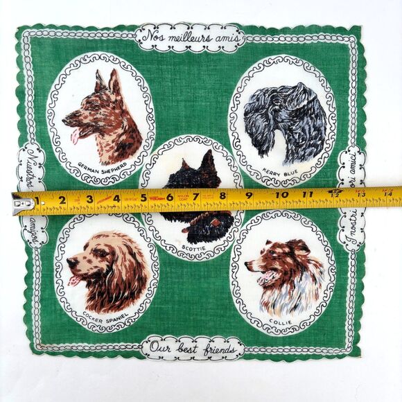Vintage Dog Handkerchief German Shepherd Scottie Collie Cocker Spaniel - Picture 4 of 4